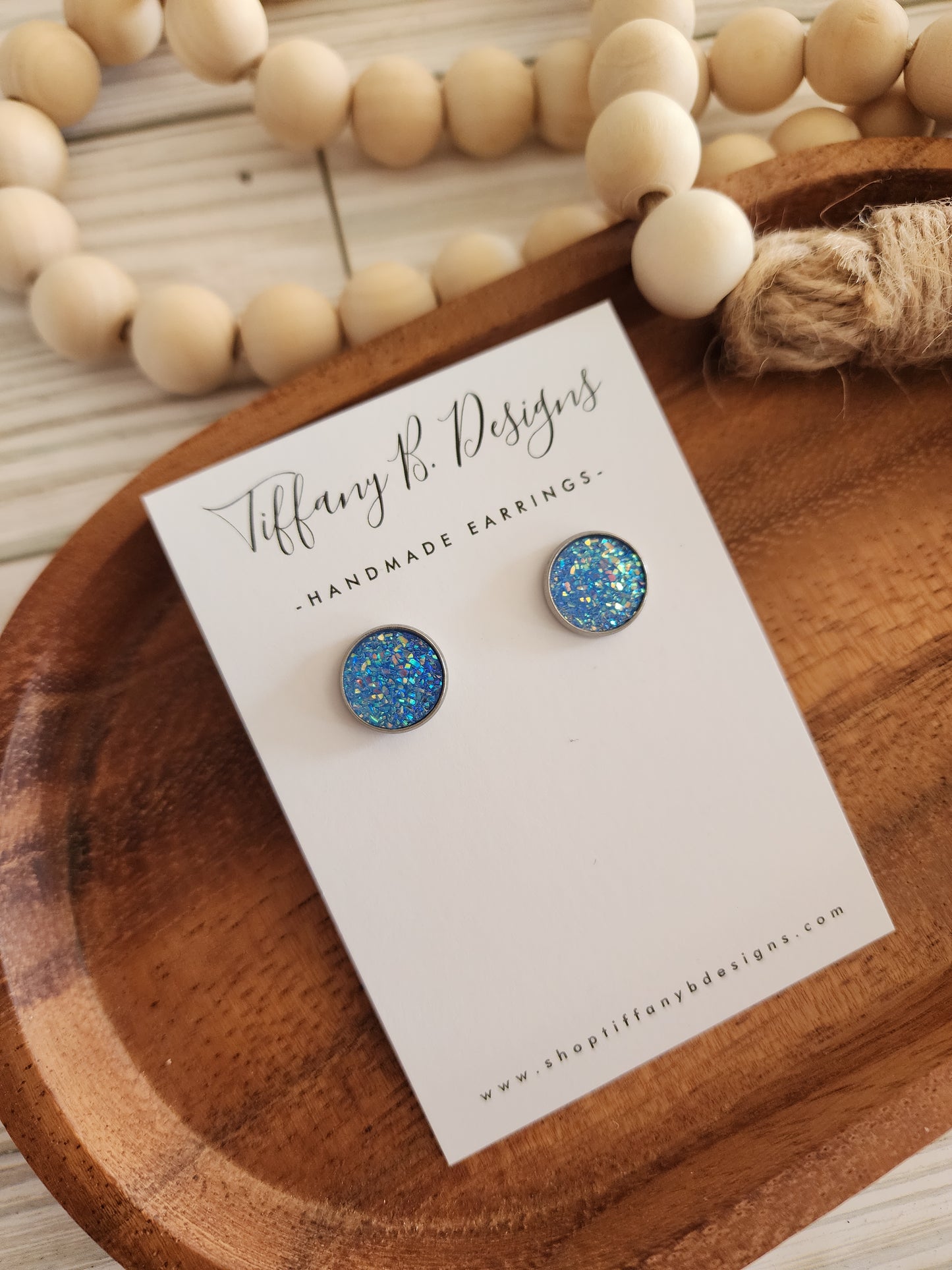 Blue Glitter Studs