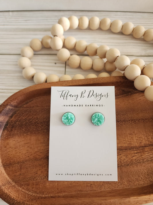 Mint Druzy Stud