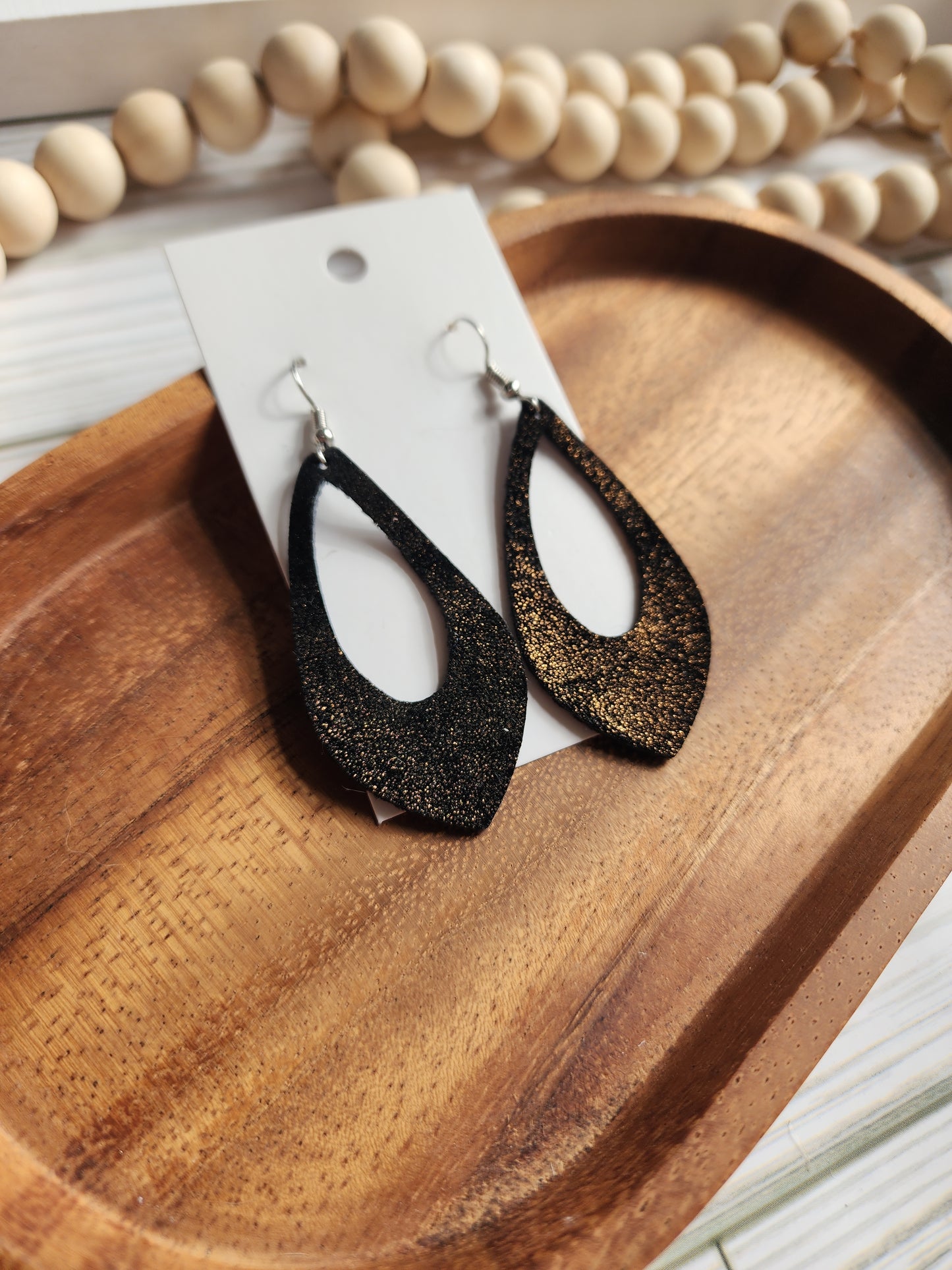 Small Black & Gold Glimmer Cut-Out Earrings