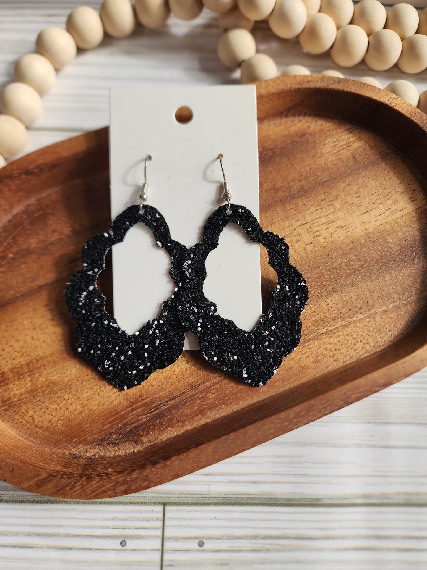 Large Black Glitter Earrings