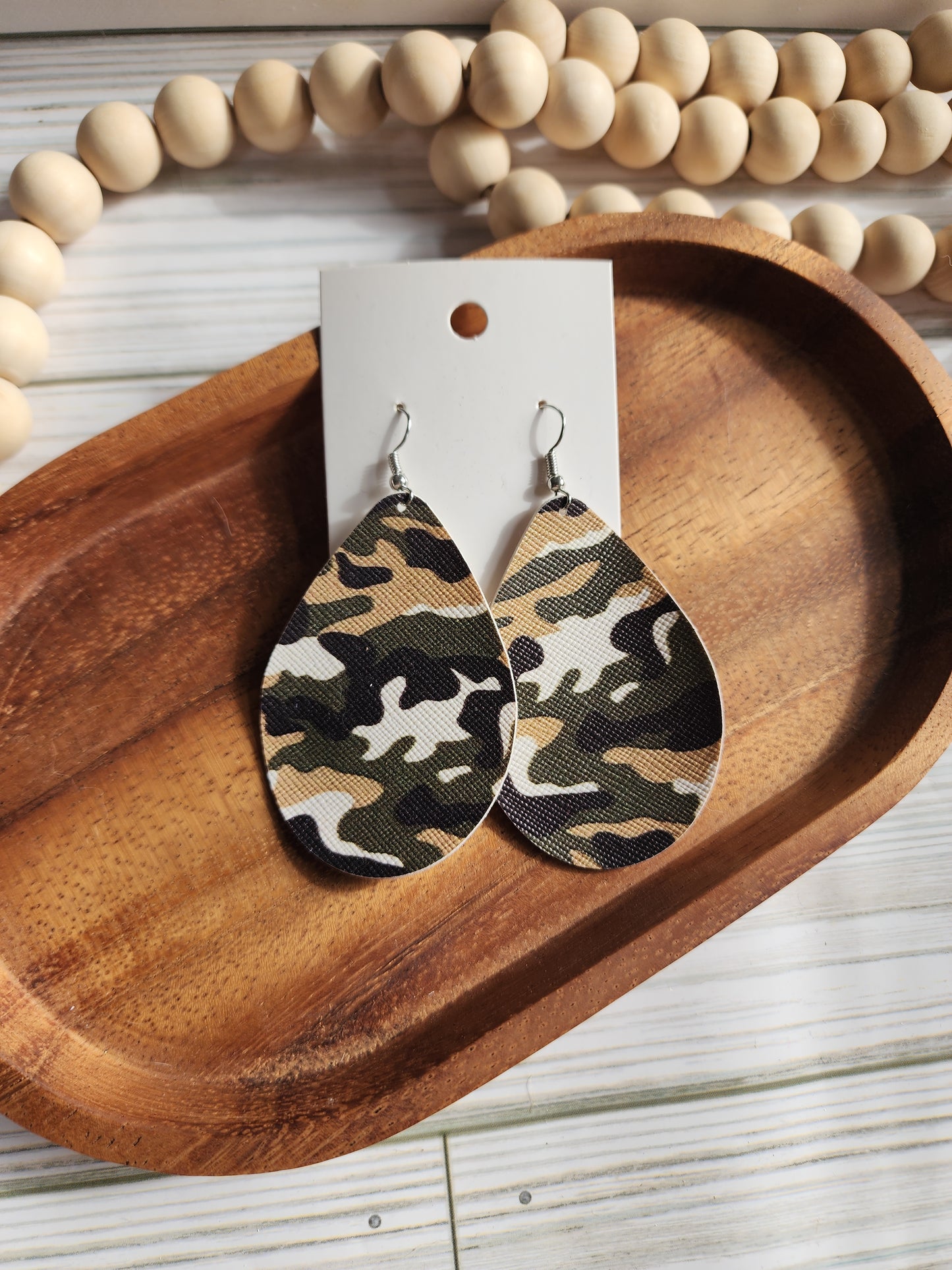 Camo Teardrop Earrings